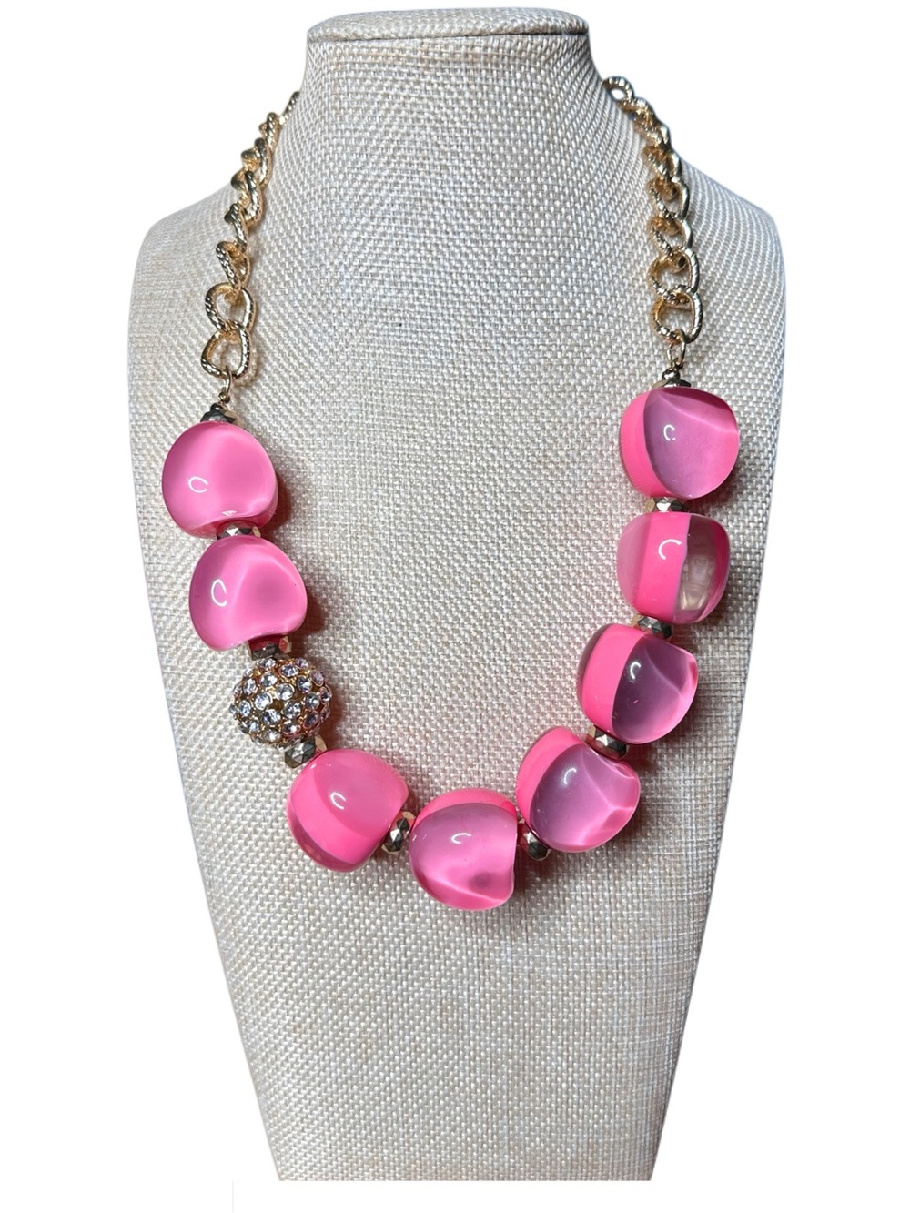 INC International Concepts Pink Bead Statement Necklace with Gold-Tone Chain